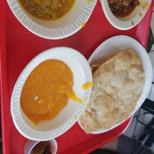 Yummy halwa puri breakfast!