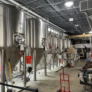 Brewery tanks inside