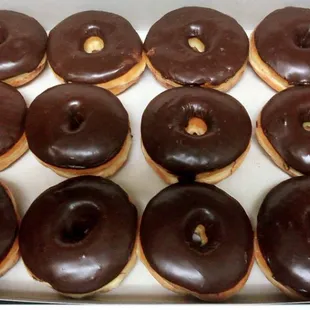 a box of chocolate covered doughnuts