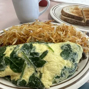 Spinach Swiss and mushroom omelette