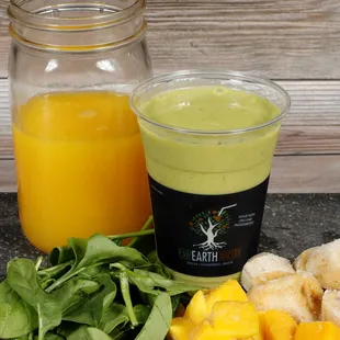 #11  Mango Orange Spinach Smoothie with freshly squeezed OJ!