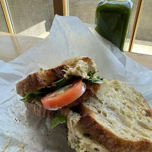 Chickpea Sandwich on Sourdough at Raw Earth