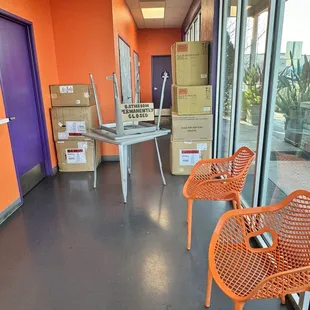 Bathroom permanently closed, unsightly boxes