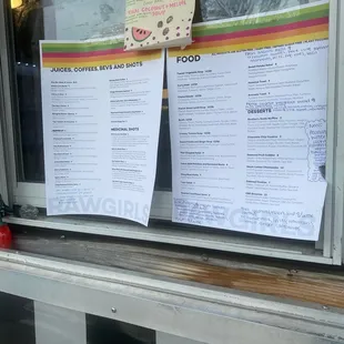 menus in window of restaurant