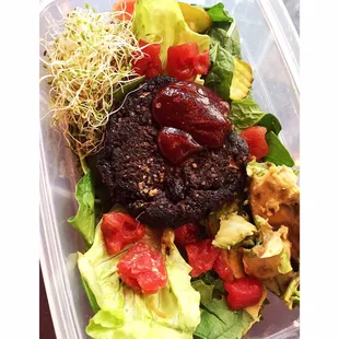 Live burger with their barbecue sauce. The rest of it is my own doing &amp; pampering up. (;