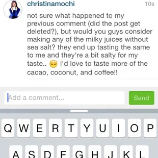 instagram post with my comment