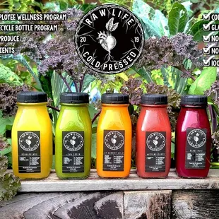 a variety of cold pressed juices