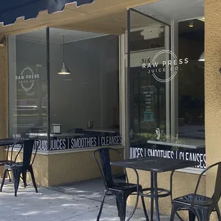 tables and chairs outside