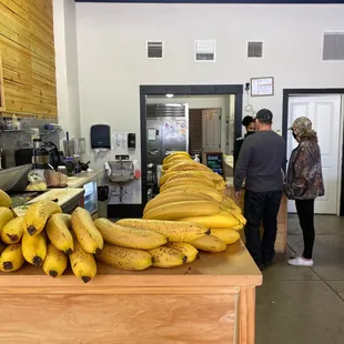 a bunch of bananas on a counter