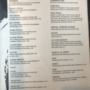 menu