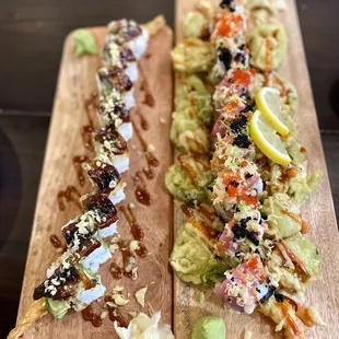 Dragon roll and Dante's Inferno roll