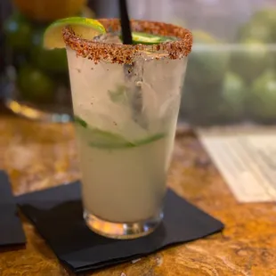 a margarita in a tall glass