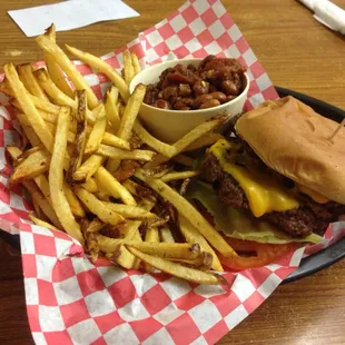 Surprisingly good double cheese burger, fries &amp; chill.