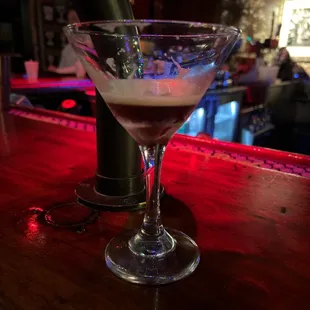 a martini on a bar counter