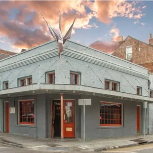 the exterior of a building on a street corner