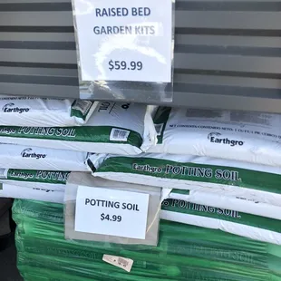 Raised garden bins and soil