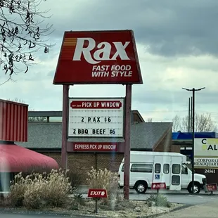 rax fast food with style sign
