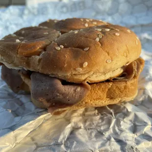 Roast beef sandwich unwrapped
