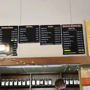 Coffee and tea menu