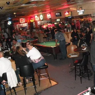 a pool table and bar