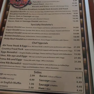 Breakfast menu, served 11-1