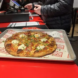 My delicious Wood-fired Sausage &amp; Pepperoni Pizza!