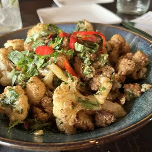 a plate of fried cauliflower
