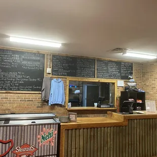 Inside counter and menu
