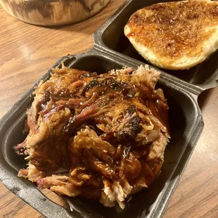 RayRay's Pulled Pork Sandwich with sweet BBQ sauce.