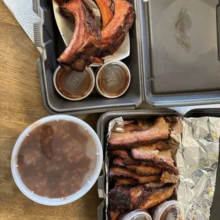 Ribs and beef brisket