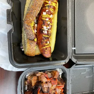 Sausage and "burnt ends"