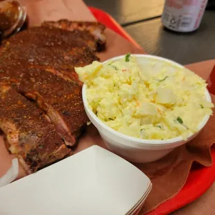 Ribs and potatoes salad