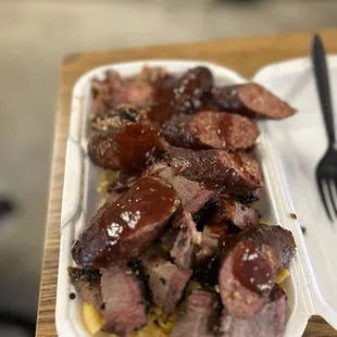 Half and half bowl with sausage added