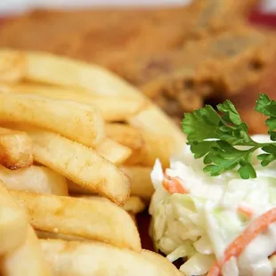 fries and coleslaw