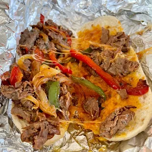 Beef &amp; peppers sub (called Philly Cheesesteak on the menu)
