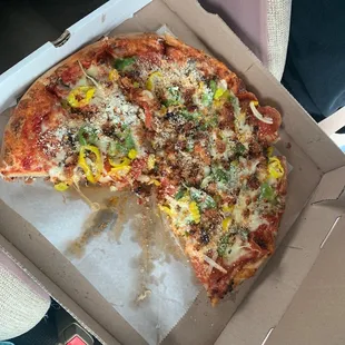 a half eaten pizza