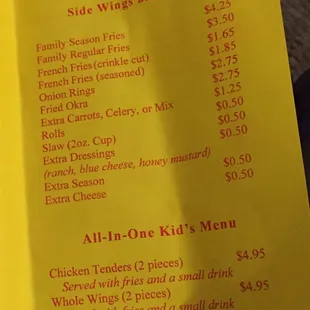 menu