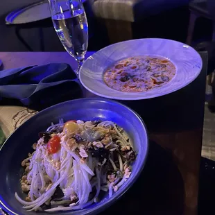 Rayleigh Papaya Salad and Thai Spiced Coconut Soup