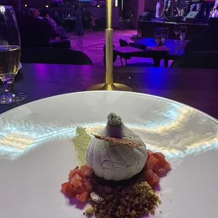 a desert dish on a white plate