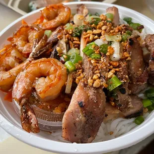 Chicken and Shrimp Vermicelli (BUN TOM GA NUONG)