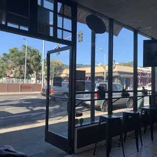 Looking out the front door.