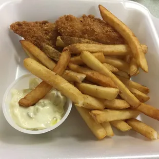 Fish n chips from the cafeteria.