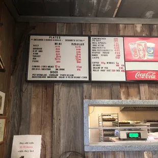 Some of the menu options