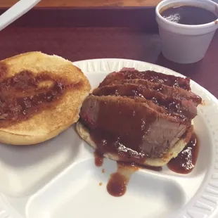 Bull special sliced brisket with spicy sauce