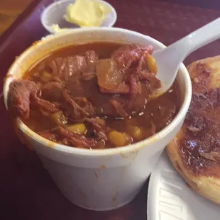 BBQ stew for side. All burnt ends and vegetables.