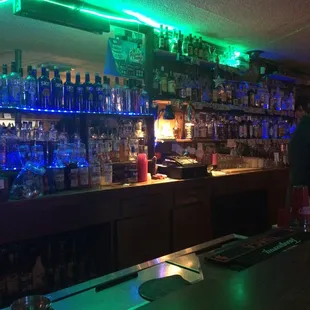 a bar with neon lights
