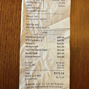 $15 custom charge to reserve a table