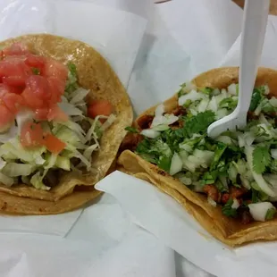 Al pastor and carne asasa tacos