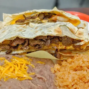 Shrimp and asada quesadilla (off menu and so bomb)