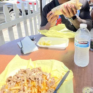 Carne asada fríes And California breakfast burrito